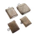 Four assorted late 19th and early 20th Century silver vesta cases (4)