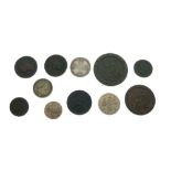 Small group of British coinage to include; George I - III examples, 1797 'cartwheel', penny and