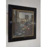 Two early 20th Century coloured prints after Vermeer, interior scenes, 55cm x 45cm and 50cm x