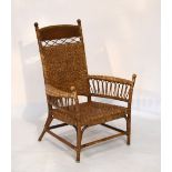 Unusual cane and bamboo conservatory armchair