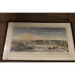 Coloured print - After Rigaud - Prospect of St James Park from Buckingham House, 39cm x 71cm, framed