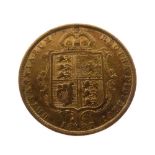 Gold Coin - Queen Victoria Jubilee half sovereign, 1887, Jubilee head and shield back