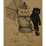 Print after Louis Wain, 'Robinson Crusoe', 18.5cm x 15cm, framed and glazed