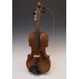 Violin and bow in a wooden case