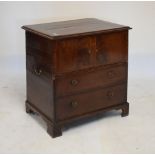 19th Century mahogany and string inlaid commode having hinged cover, 65cm wide x 47cm deep x 72cm
