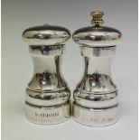 Elizabeth II silver salt and pepper grinders, a pair, Birmingham 1997, sponsor AJP, 10.5cm high
