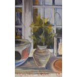 Ursula Newell Walker (modern) - Pastel - Still life with vase in a windowsill, signed and dated '13,