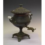 Copper samovar having opaque glass handles, 38cm high