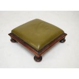 WITHDRAWN - Mahogany footstool with green leather upholstery