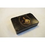 Late 18th/early 19th Century black lacquered snuff box of rectangular form with central oval