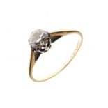 18ct gold, platinum and solitaire diamond ring, the stone approximately 4.7mm diameter x 3mm deep,