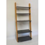 Modern Design - Late 20th Century beech and painted wood five-tier waterfall bookcase manufactured