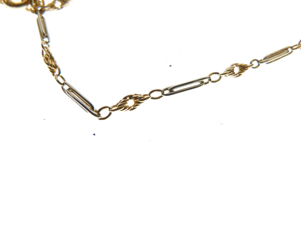 Yellow and white metal bi-colour necklace of fancy link design stamped 18ct, 7.1g approx - Image 4 of 4