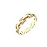 Unusual 22ct gold band ring of simulated box links, London 1959, size N, 2.8g approx