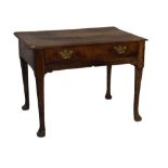 Antique pine and mahogany side table fitted one frieze drawer, 90cm wide x 70cm high x 54cm deep