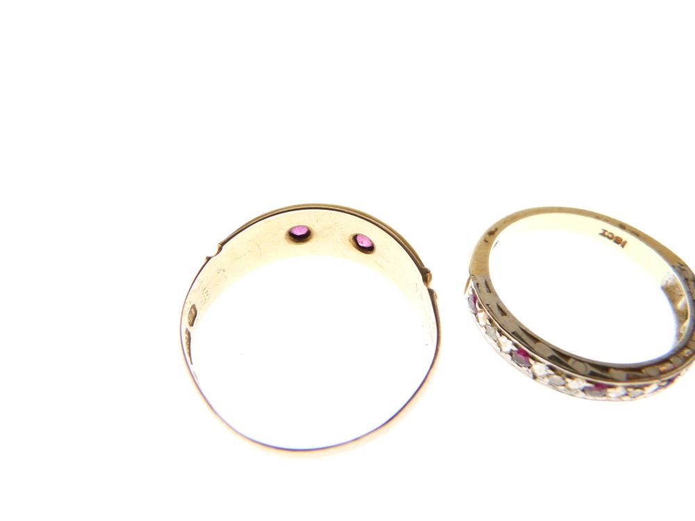 Late Victorian 15ct gold, ruby and seed pearl dress ring, Birmingham 1891, size P, together with a - Image 3 of 4