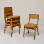 Set of four bentwood beech stacking chairs