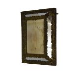 Late 19th Century Flemish-style sheet brass wall mirror with bevelled rectangular plate within