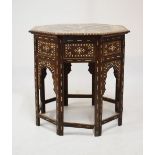 Late 19th/early 20th Century Middle Eastern or Moorish inlaid octagonal inlaid occasional table with