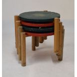 Modern Design - Set of four beech and painted circular nesting tables, manufactured by @Functional