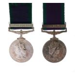 Two Elizabeth II Campaign Service Medals awarded to 23903347 Dvr CT Elliott of the Royal Corps of