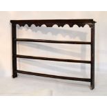 19th Century simulated pine plate rack fitted three shelves, 156cm wide