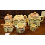 Keele Street Pottery cottage ware four piece tea set, together with a small teapot and butter dish