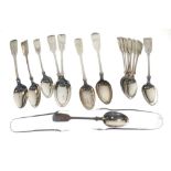 Assorted silver to include; set of seven George V silver teaspoons with bright-cut engraving and