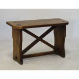 Rustic oak stool, 61cm wide x 26cm deep x 37cm high