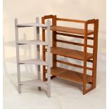 Set of folding open wall shelves of three-tier design, 71cm wide, together with a painted set of