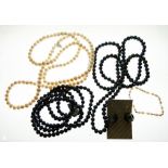 Large selection of costume and dress jewellery to include; necklaces, cultured black pearl beads,