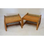 Modern Design - Pair of Lupton & Morton pine and fabric slung magazine rack/occasional tables,