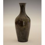 Japanese Meiji period damascened bronze vase of ovoid form with waisted neck, the shoulders and