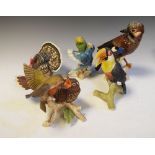 Five assorted Goebel bird figurines to include; a Toucan, Turkey, and Jay, 23cm high (5)