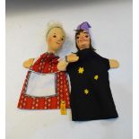 Steiff hand puppet - 255151Gretel, in native German dress, together with a wizard puppet