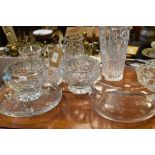 Small quantity of cups and moulded glass items, vases, bowls, etc