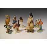 Group of nine Goebel and other porcelain bird figurines to include a Woodpecker, 18cm high
