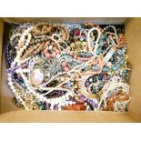 Large selection of assorted costume and dress jewellery to include; various bead necklaces, etc