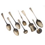 Various to include; four Georgian teaspoons, Victorian sugar spoon and three others (8), 3toz approx