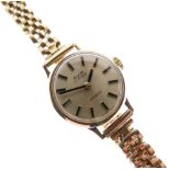 Avia - Lady's 9ct gold wristwatch, silvered dial with baton markers, 17 jewel Incabloc movement,