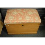 Late 19th/early 20th Century pine ottoman having hinged cover, 78cm wide x 47cm deep x 53cm high