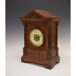 Maple & Co Ltd, Paris - Early 20th Century carved oak-cased mantel or bracket clock, with 4.5-inch