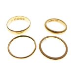 Four 22ct gold wedding bands, 15.5g approx (4)
