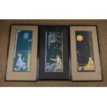 Mary Gold - Pair of coloured prints and one other, 38cm x 15cm, all framed and glazed