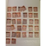 Stamps - Album of Victorian and later stamps to include; three pages postally franked Penny Reds,