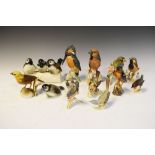 Group of Goebel porcelain bird figurines to include; three birds on branch (13)