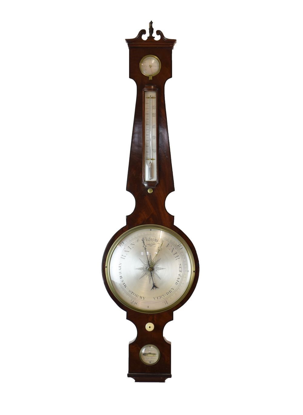 Early to mid 19th Century mahogany wheel barometer, W.Tasker, High Street, Banbury, the 10-inch