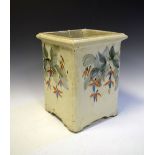 Studio Pottery - Colin Kellam - Slab sided planter having hand painted decoration of fuchsia, 26cm