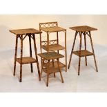 Four bamboo and rattan occasional tables