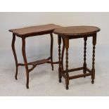 Early 20th Century oak oval occasional table on barley twist supports, 60cm wide